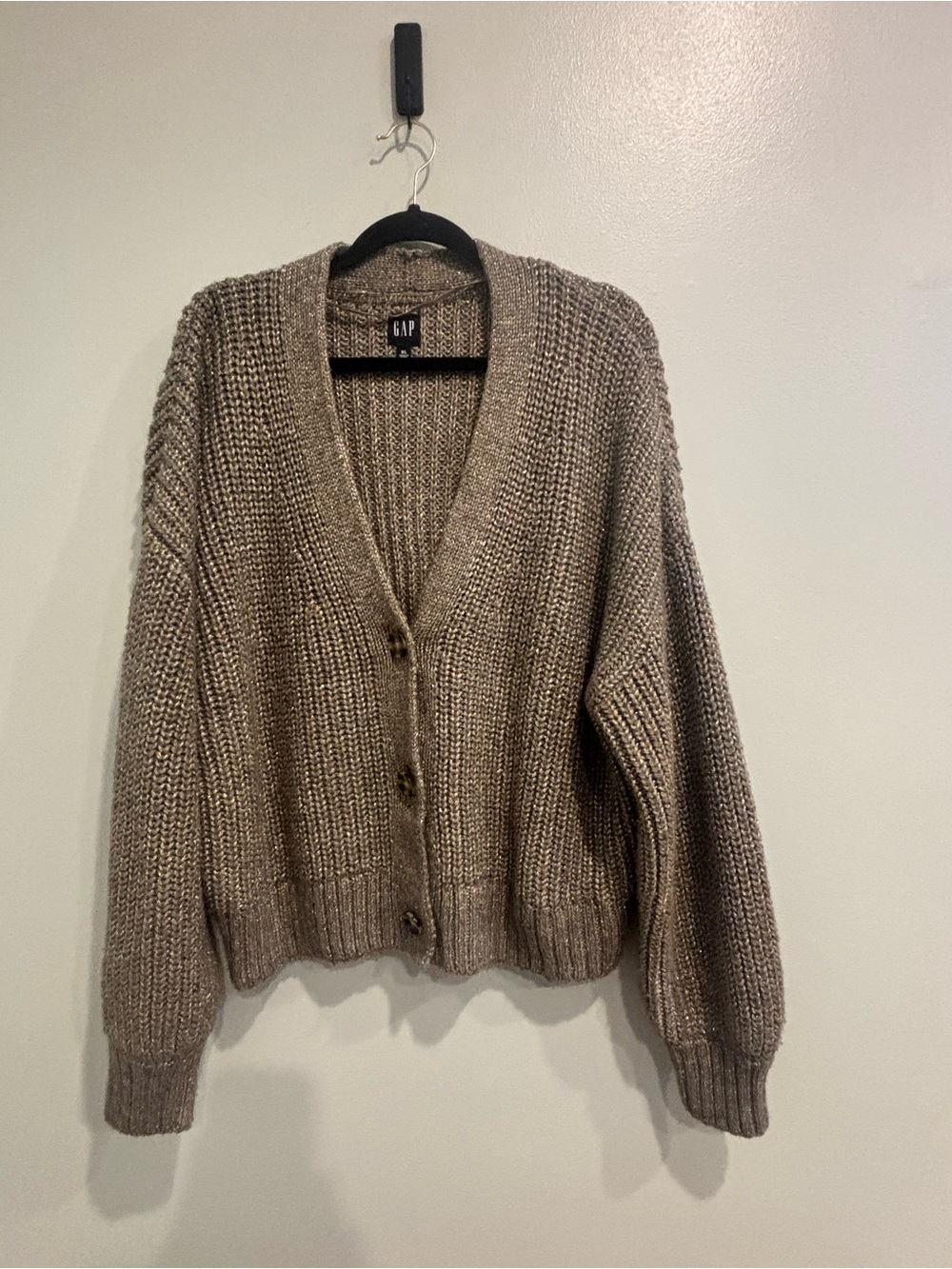 GAP Taupe/Brown Chunky Knit Button-Up Cardigan